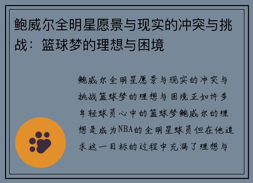 鲍威尔全明星愿景与现实的冲突与挑战：篮球梦的理想与困境